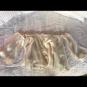 Off the shoulders flowy cream silk top